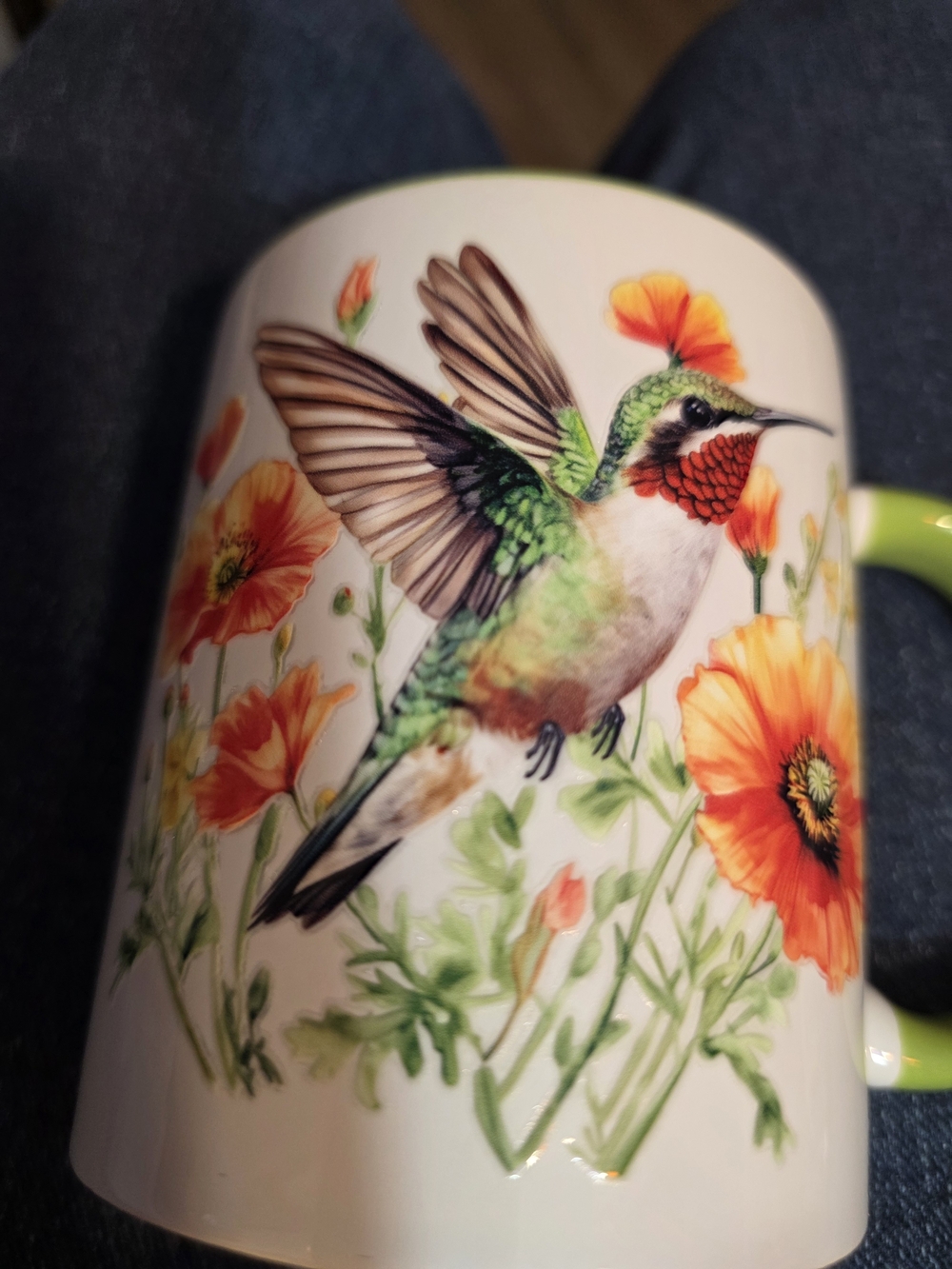Handcrafted Mug with a Hummingbird Decal Transfer